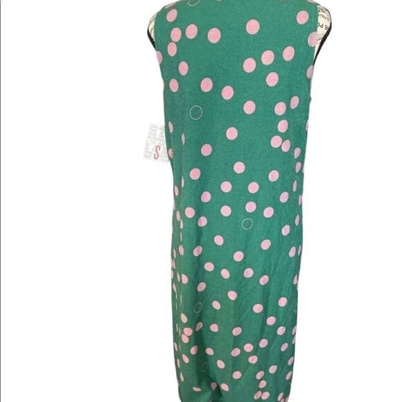 LuLaRoe Small Joy Vest • Forest Green With Rose Polka Dots • Long Sweater Vest - Picture 8 of 12